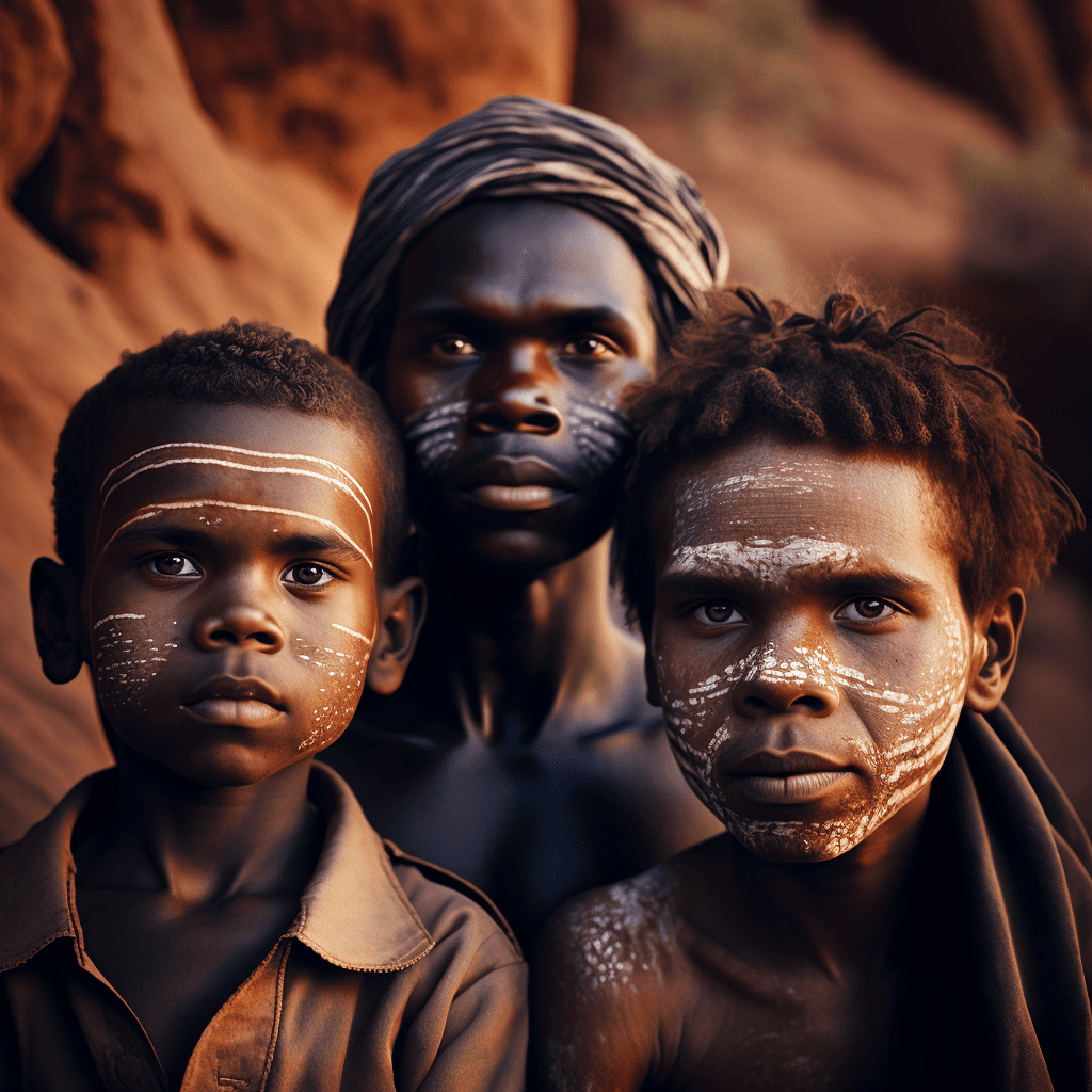 Фотография детей племени в Австралии
